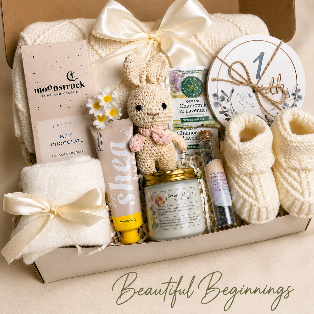 Beautiful Beginnings — Beige Mom & Baby Gift Box