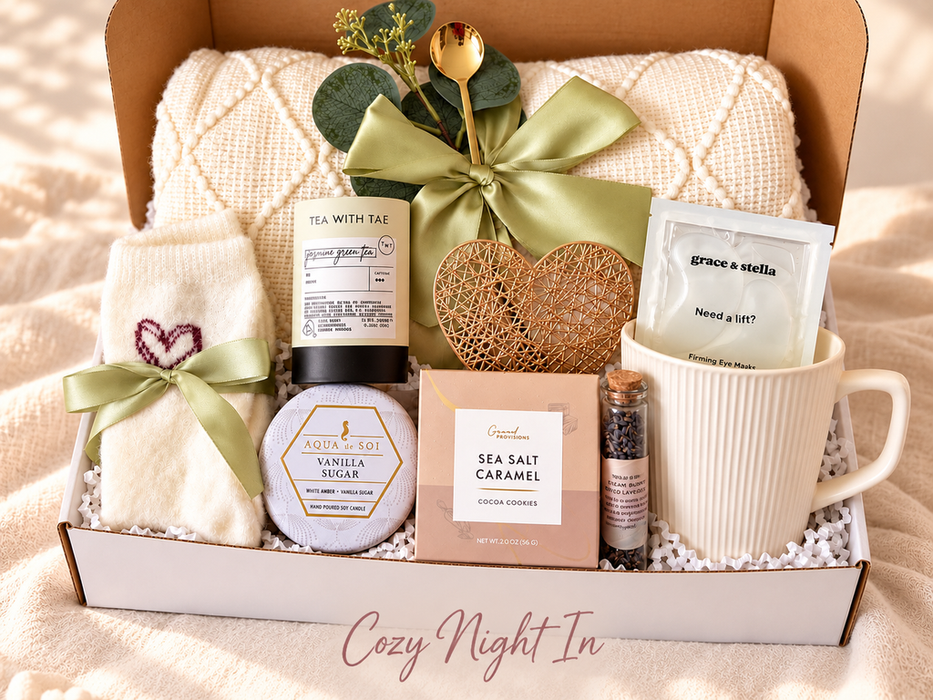 Cozy Night In — Self-Care Gift Box with Blanket, Mug & Candle