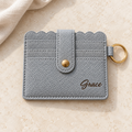 Grey Card Holder Keychain Wallet — Optional Name Engraving
