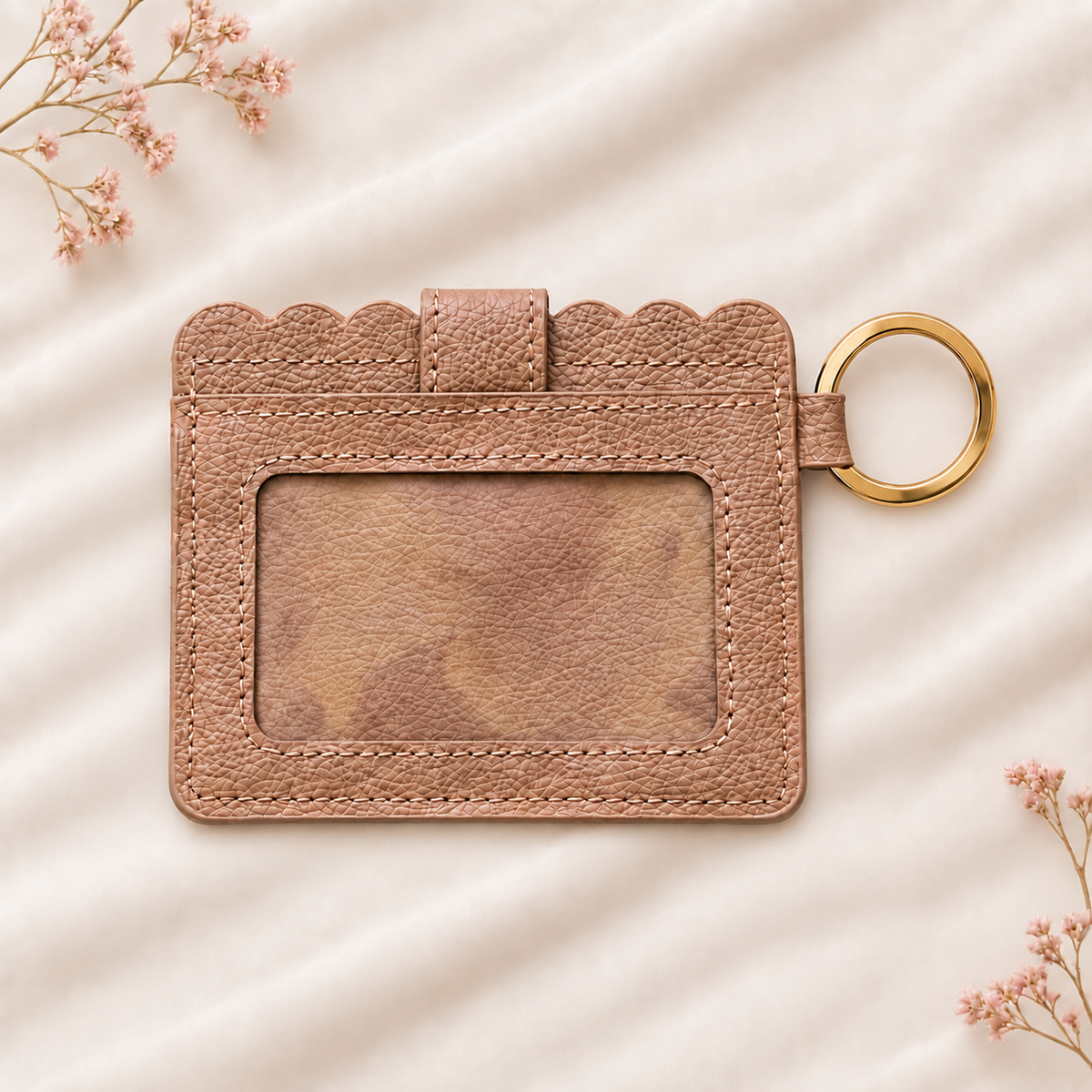 Mocha Card Holder Keychain Wallet — Optional Name Engraving