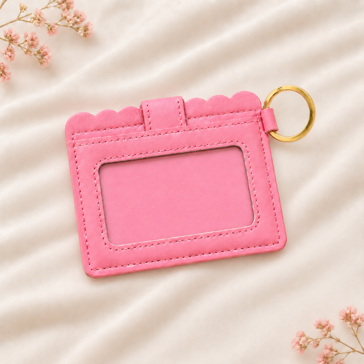 Pink Card Holder Keychain Wallet — Optional Name Engraving