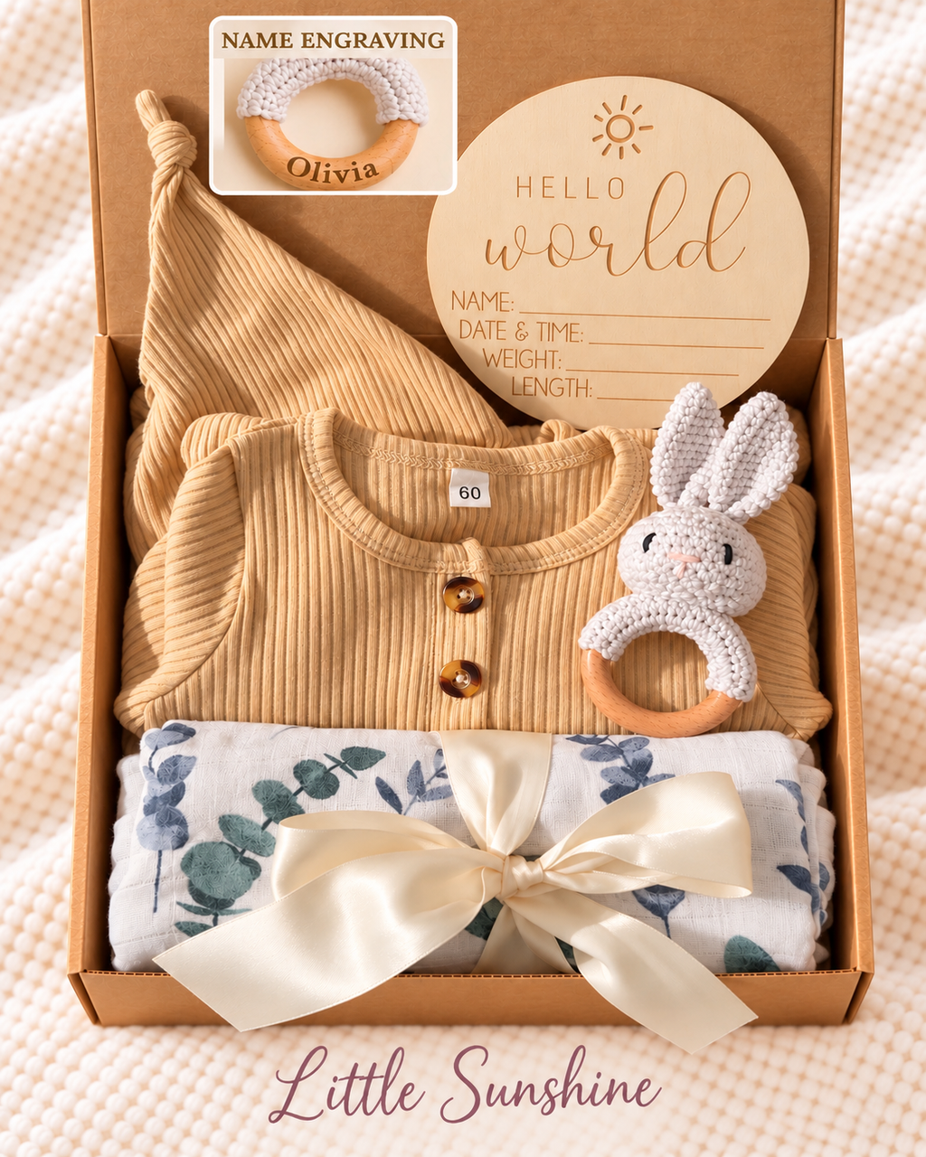 Beige Newborn Baby Gift Box — Baby Shower Gift Set | Little Sunshine