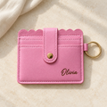Pink Card Holder Keychain Wallet — Optional Name Engraving