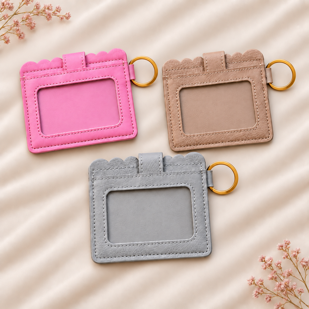 Pink Card Holder Keychain Wallet — Optional Name Engraving