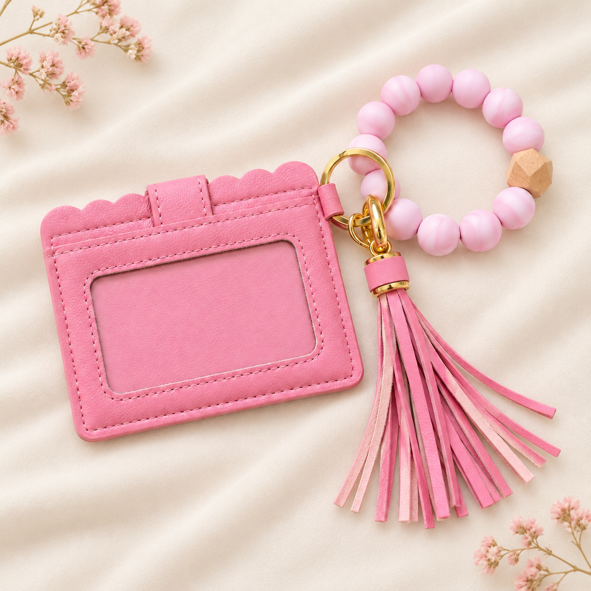 Card Holder & Bracelet Keychain Set — Personalized with Name Engraving