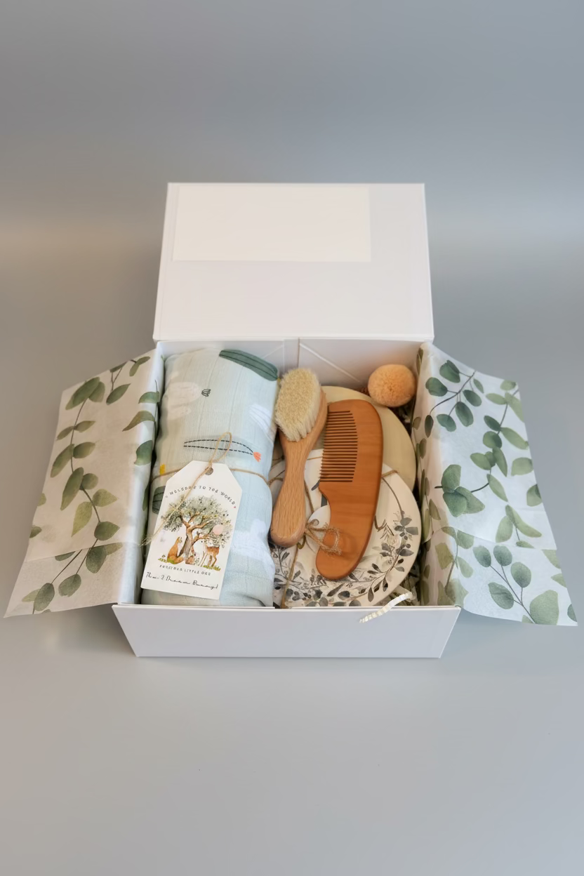 Basic Baby Gift Box with Luxury Magnetic Keepsake Box  - Forest Bunny🌲✨🐰