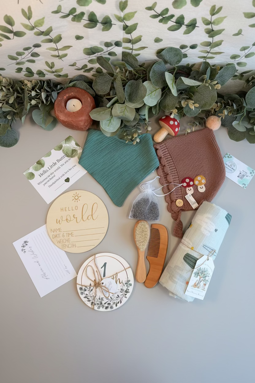 Basic Baby Gift Box with Luxury Magnetic Keepsake Box  - Forest Bunny🌲✨🐰