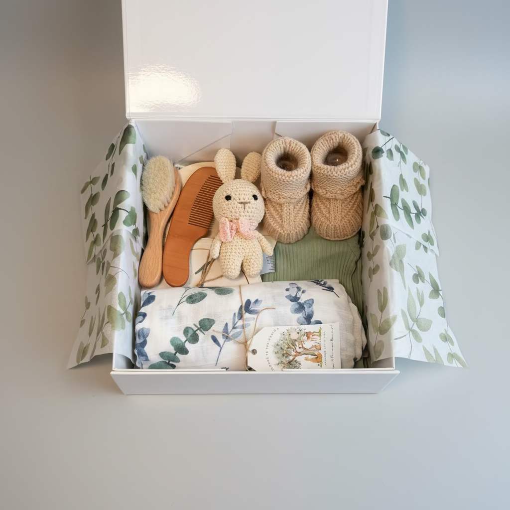 Premium Baby Gift Box with Luxury Magnetic Keepsake Box - Mountain Mist 🏔️🌿🐰