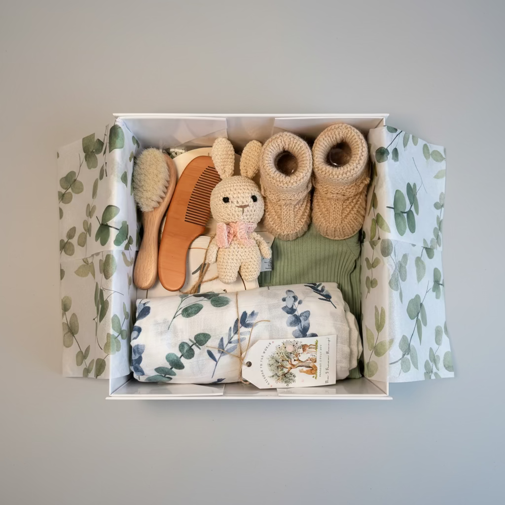 Premium Baby Gift Box with Luxury Magnetic Keepsake Box - Mountain Mist 🏔️🌿🐰