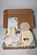 Personalized Baby Gift Box | Newborn Keepsake Set | Baby Shower Gift | Hand Knitted Booties & Bonnet