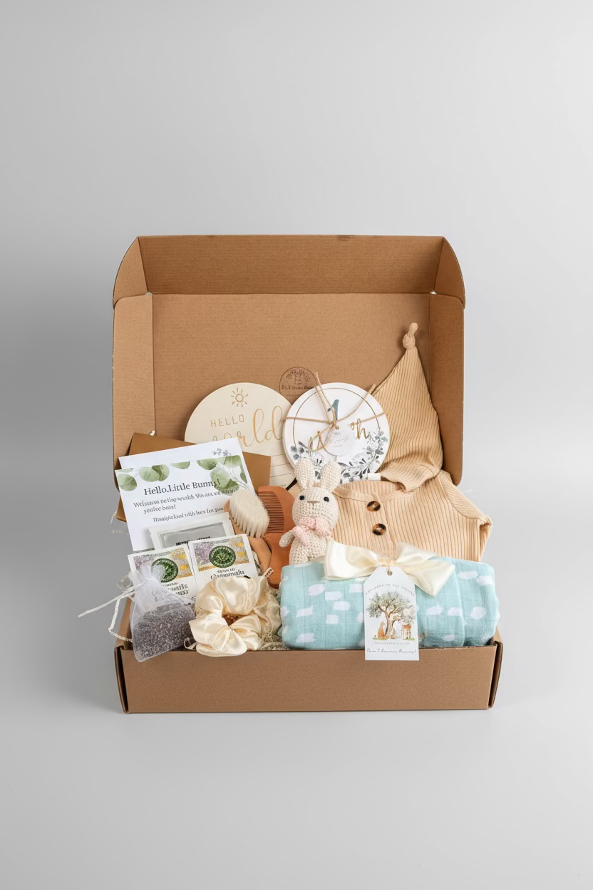 Newborn Gift Set | Luxury Baby Shower Gift | Personalized Baby Keepsake Box | Gender Neutral Baby Gift | New Mom & Baby Care Package